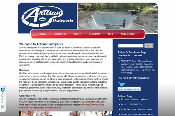artisanskateparks.com site used Artisan