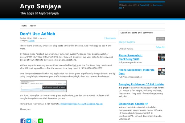 aryosanjaya.net site used Medan