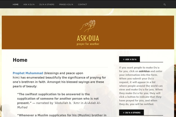 ask4dua.org site used Ex Astris