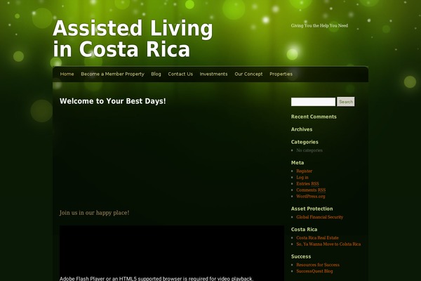 assistedlivingcostarica.com site used Modern Green Theme