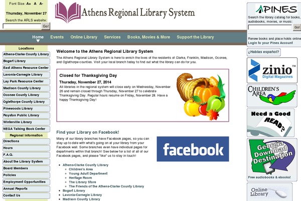 athenslibrary.org site used Athenslibrary