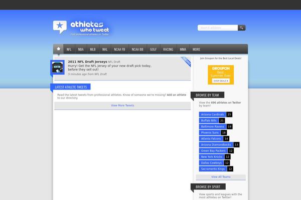athleteswhotweet.com site used Athleteswhotweet