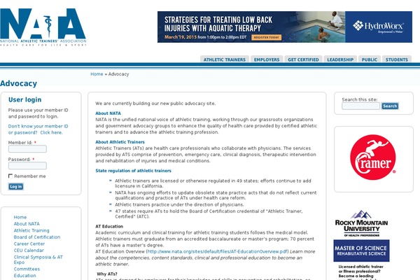 athletictrainers.org site used Nata