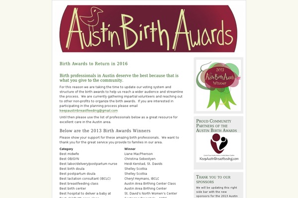 austinbirthawards.org site used Misty Look