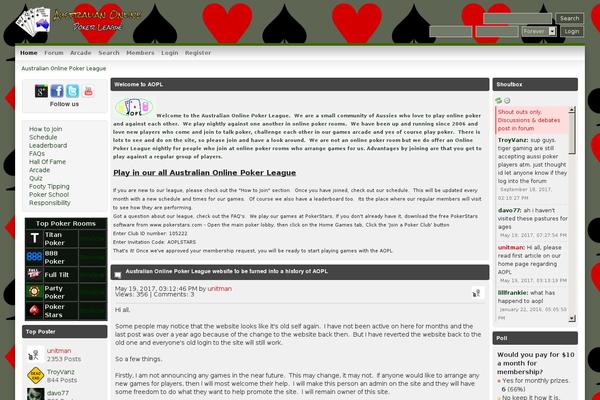 australianonlinepokerleague.com site used Pokertheme