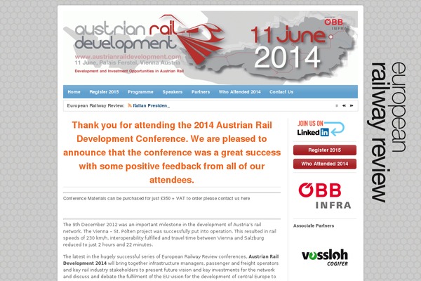 austrianraildevelopment.com site used Conference-websites
