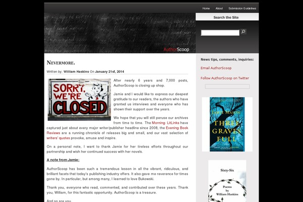 authorscoop.com site used Blackwire