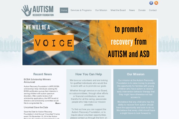 autismrecoveryfoundation.org site used Arftheme