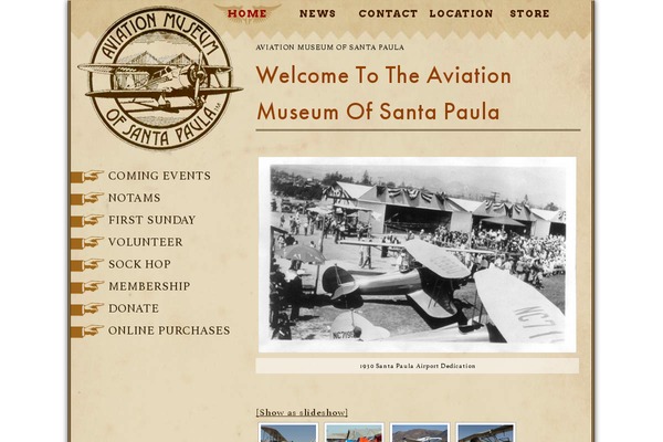 aviationmuseumofsantapaula.org site used Aviation_museum_theme