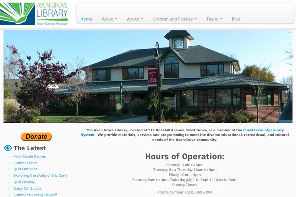 avongrovelibrary.org site used Customizr