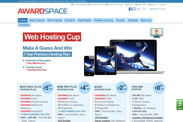 awardspace.com site used Awardspace-theme