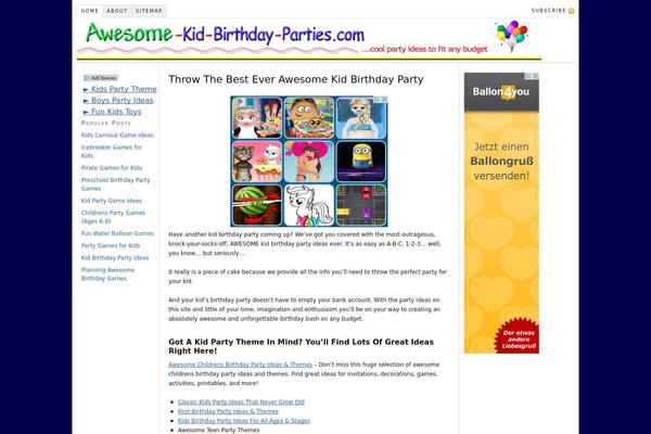awesome-kid-birthday-parties.com site used Thesis 1.8.6