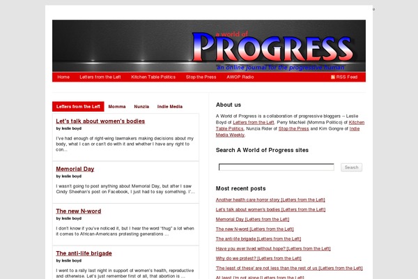 aworldofprogress.com site used Wpmu-triden