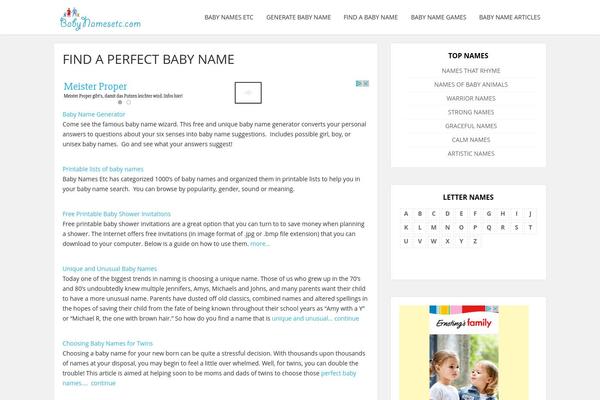 babynamesetc.com site used Cartemplate