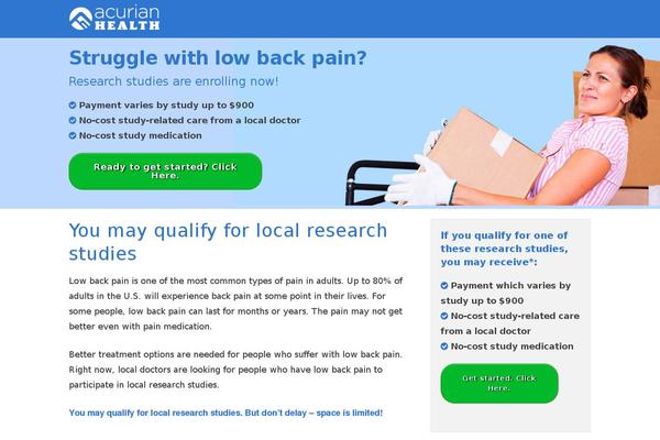 backpainstudies.com site used X-acurianlanding