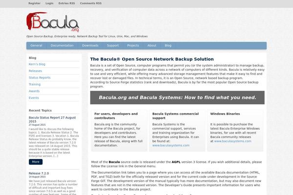 bacula.com site used Bacula