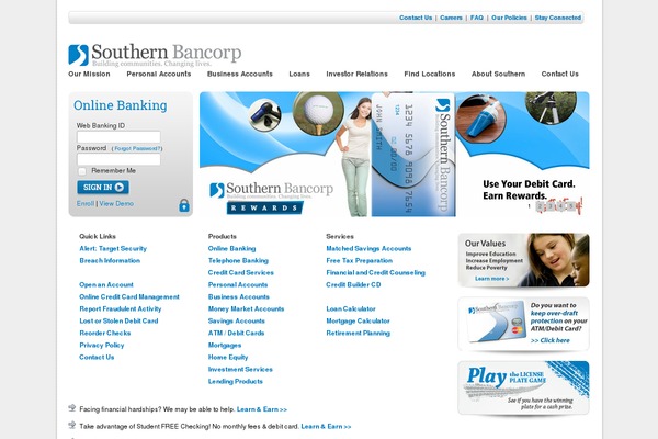 banksouthern.com site used Sbi-divi-child