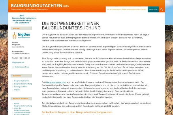 baugrundgutachten.info site used NuvioElement Orange