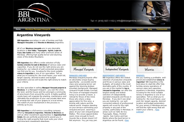 bbiargentina.com site used Vineyards