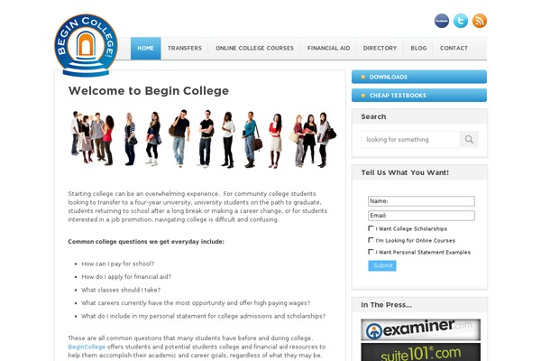 begincollege.com site used Begincollege