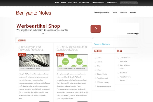 berliyanto.com site used Newspaper