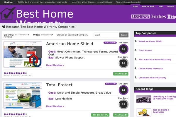 best-home-warranty.net site used Score