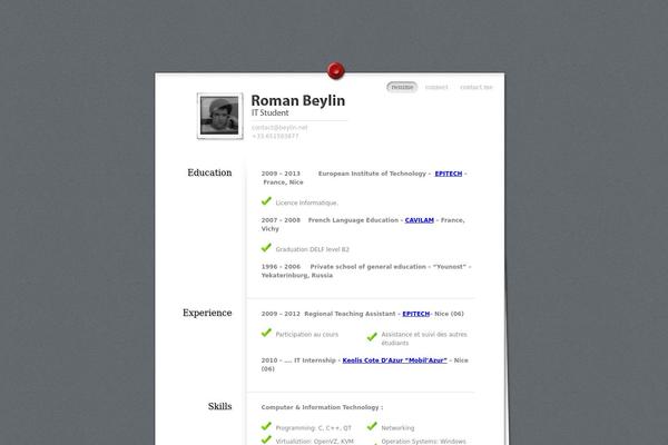 beylin.net site used MyResume