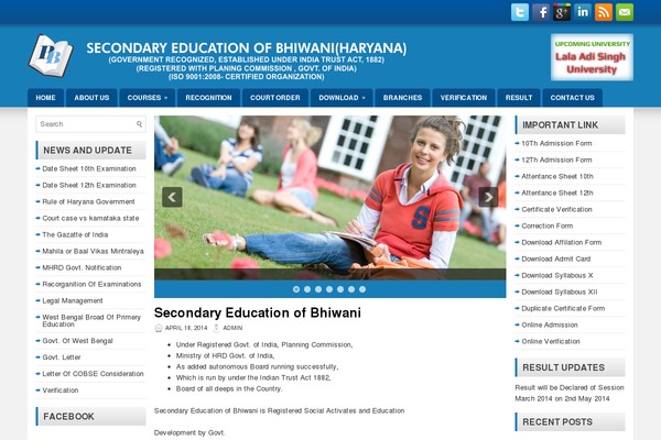 bhiwaniboard.org site used Educationtime