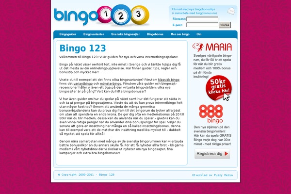 bingo123.se site used B123