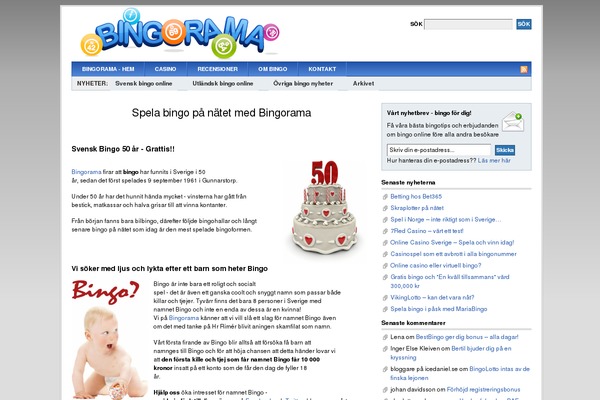 bingorama.se site used Bingo