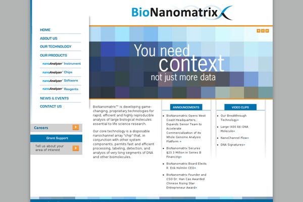 bionanomatrix.com site used Bionano