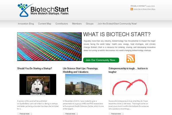 biotechstart.org site used Blogs Mu