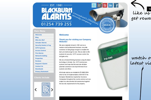 blackburnalarms.com site used Alarm