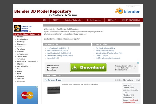 Blender theme site design template sample