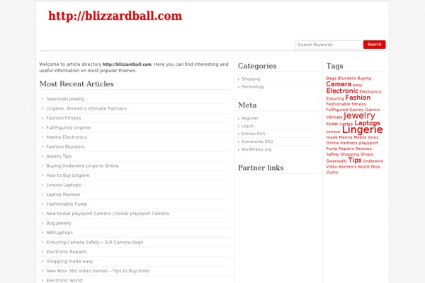 blizzardball.com site used Article Directory