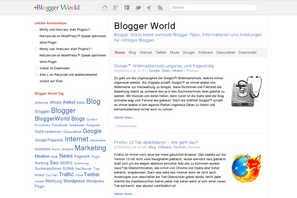 blogger-world.de site used Plused