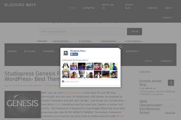 Generate Pro theme site design template sample