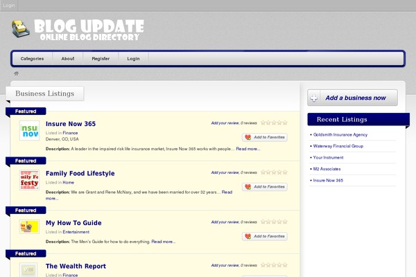Vantage theme site design template sample