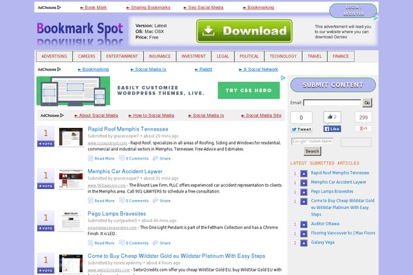 bookmarkspot.com site used Cerauno-wpcom