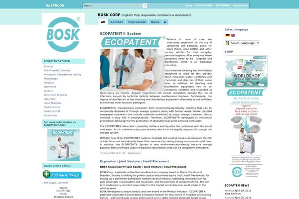 boskcorp.com site used Boskbook