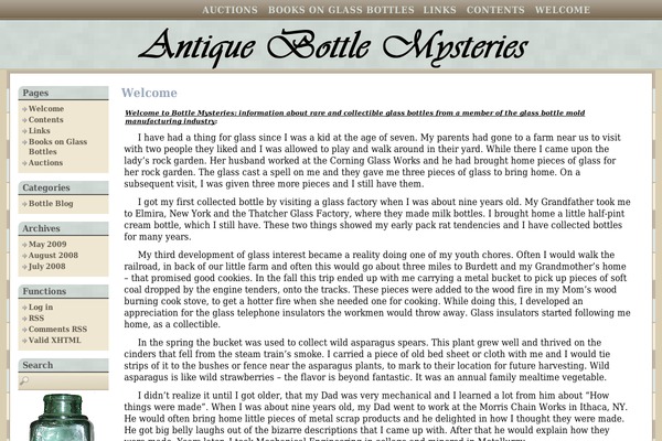 bottlemysteries.com site used Bottles
