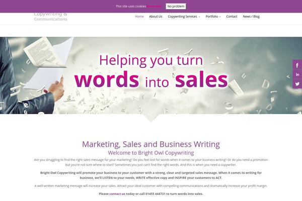 brightowlcopywriting.com site used Divi