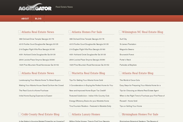 Aggregator theme site design template sample