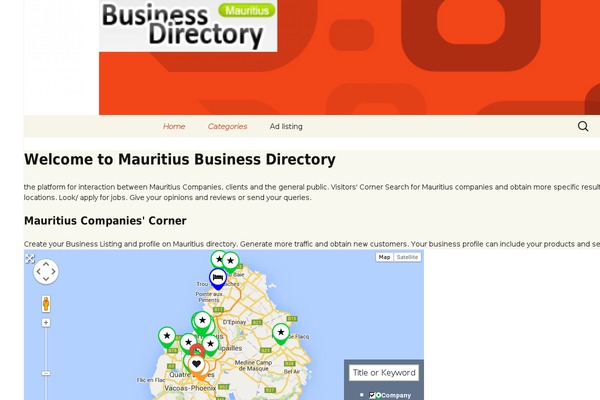 businessdirectory.mu site used Twenty Thirteen