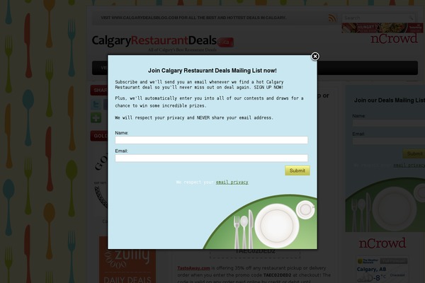 calgaryrestaurantdeals.ca site used Modeled