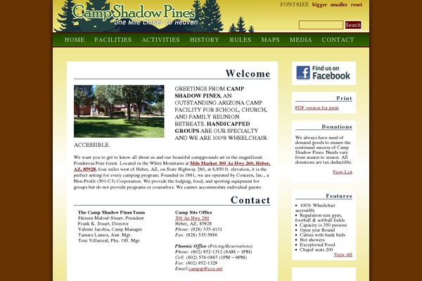 campshadowpines.com site used Rocket-theme
