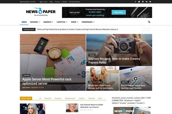 Newspaper theme site design template sample