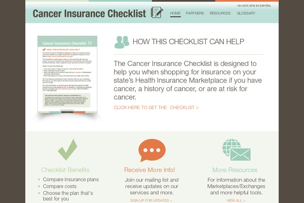 cancerinsurancechecklist.org site used Jpdstudio