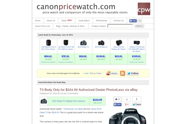 canonpricewatch.com site used Cpw