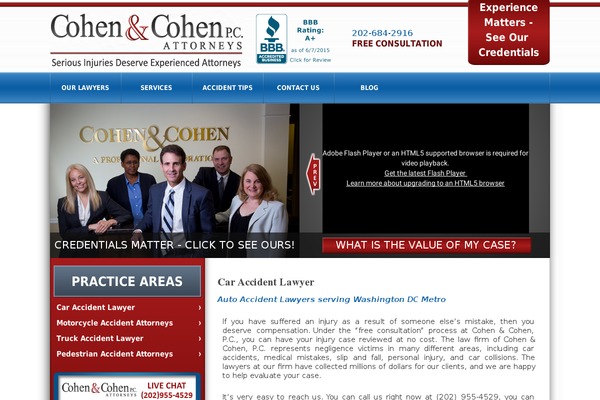 caraccidentlawyerdc.com site used Cohen-cohen-injuries